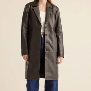 Vintage 90s Y2K Women's Dark Brown Leather Coat